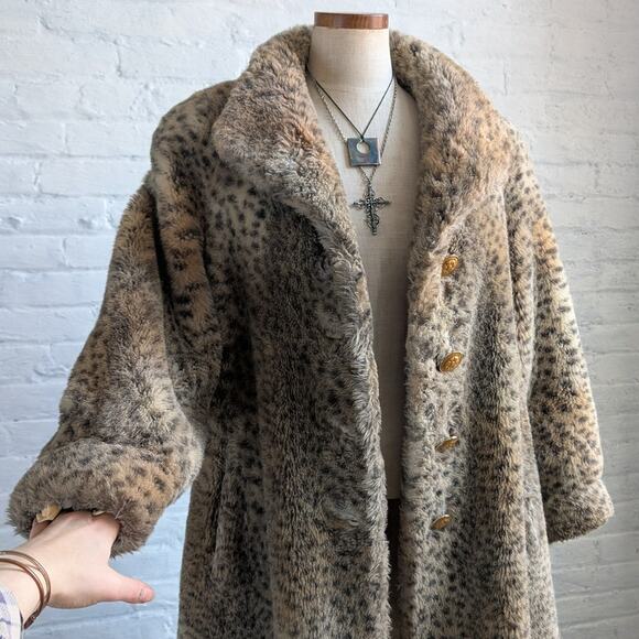 St John Faux Fur Cheetah Trench Coat Y2K Designer Animal Print Luxury Jacket - Picture 2 of 10